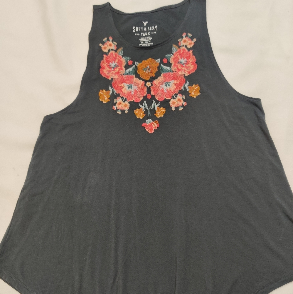 American Eagle Embroidered Tank Top
